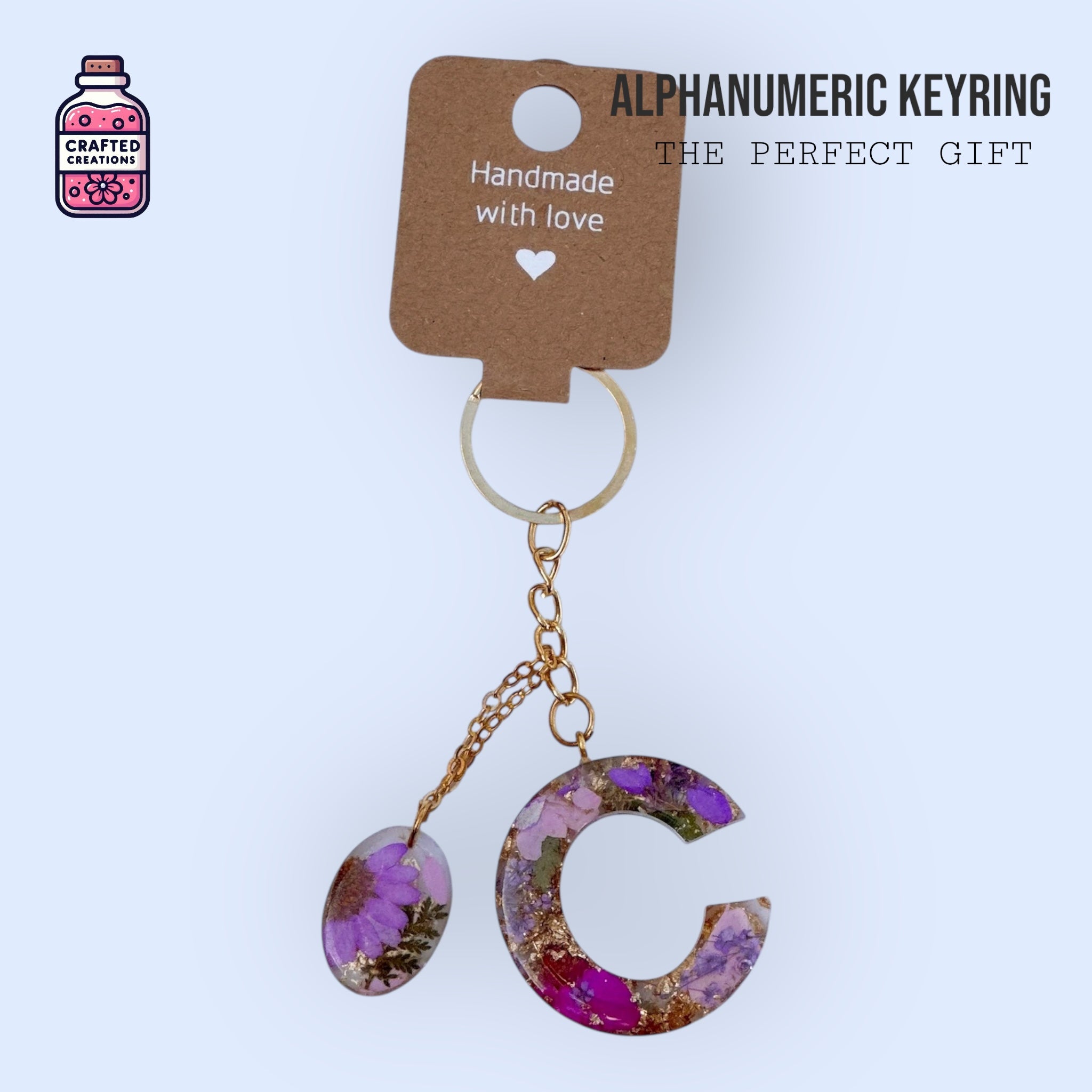 Floral Keyring A-Z/0-9