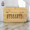 Small bamboo board engraved with a message for Mum