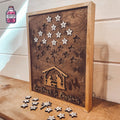 Wooden nativity Christmas countdown board with movable stars