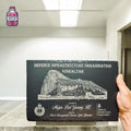 Rectangular slate leavers plaque engraved with a Gibraltar scene